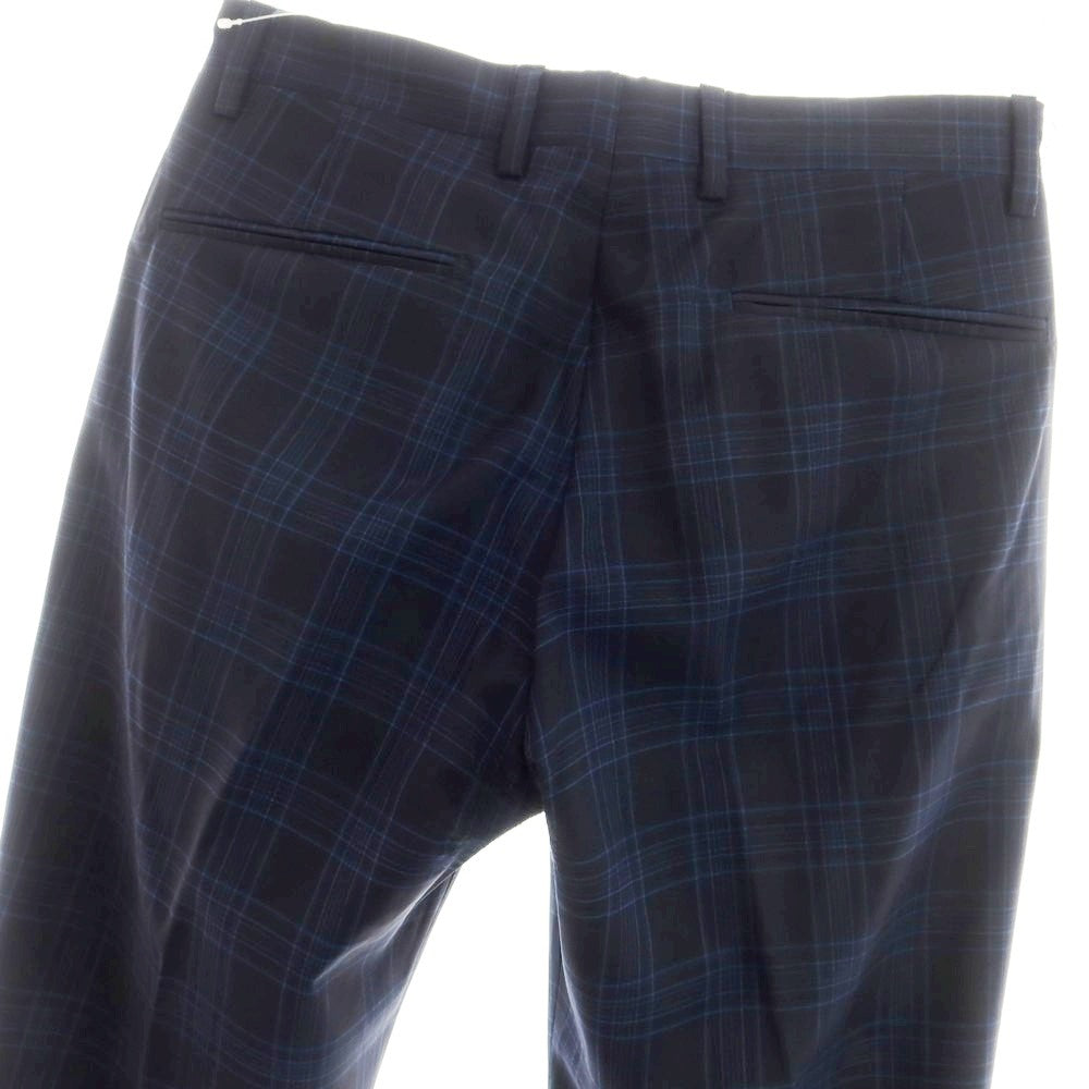 【中古】ブリリア1949 BRIGLIA 1949 ウール系 チェック ドレススラックスパンツ ネイビーxブルー【 48 】【 状態ランクD 】【 メンズ 】