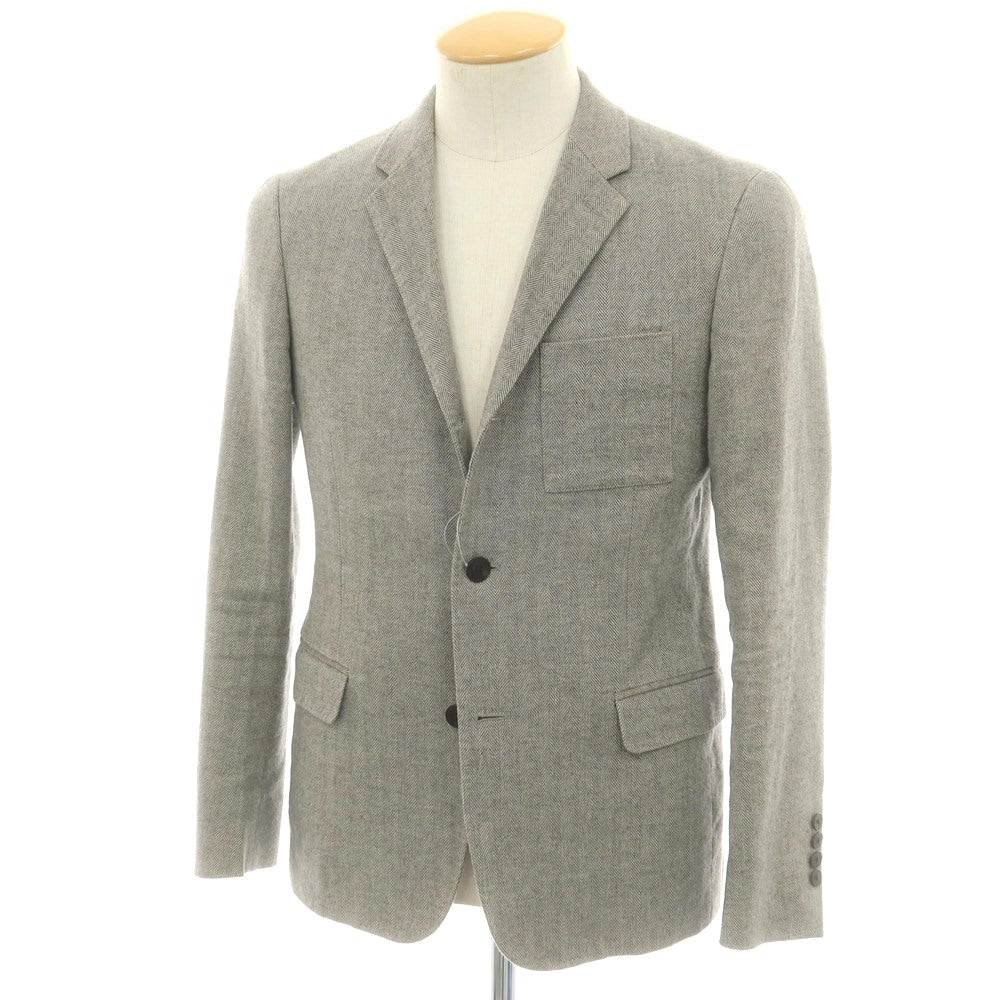 【中古】ビューティアンドユースユナイテッドアローズ BEAUTY&YOUTH UNITED ARROWS リネンウールナイロン ヘリンボーン織り 3B テーラードジャケット グレージュ【 S 】【 状態ランクC 】【 メンズ 】