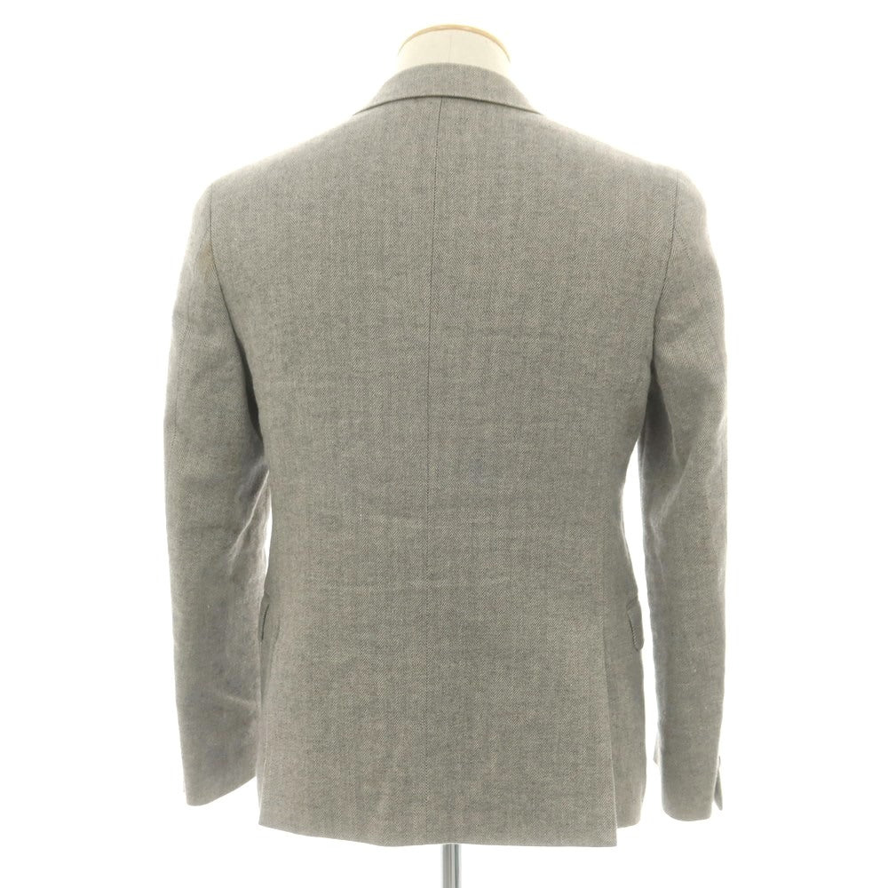 【中古】ビューティアンドユースユナイテッドアローズ BEAUTY&YOUTH UNITED ARROWS リネンウールナイロン ヘリンボーン織り 3B テーラードジャケット グレージュ【 S 】【 状態ランクC 】【 メンズ 】