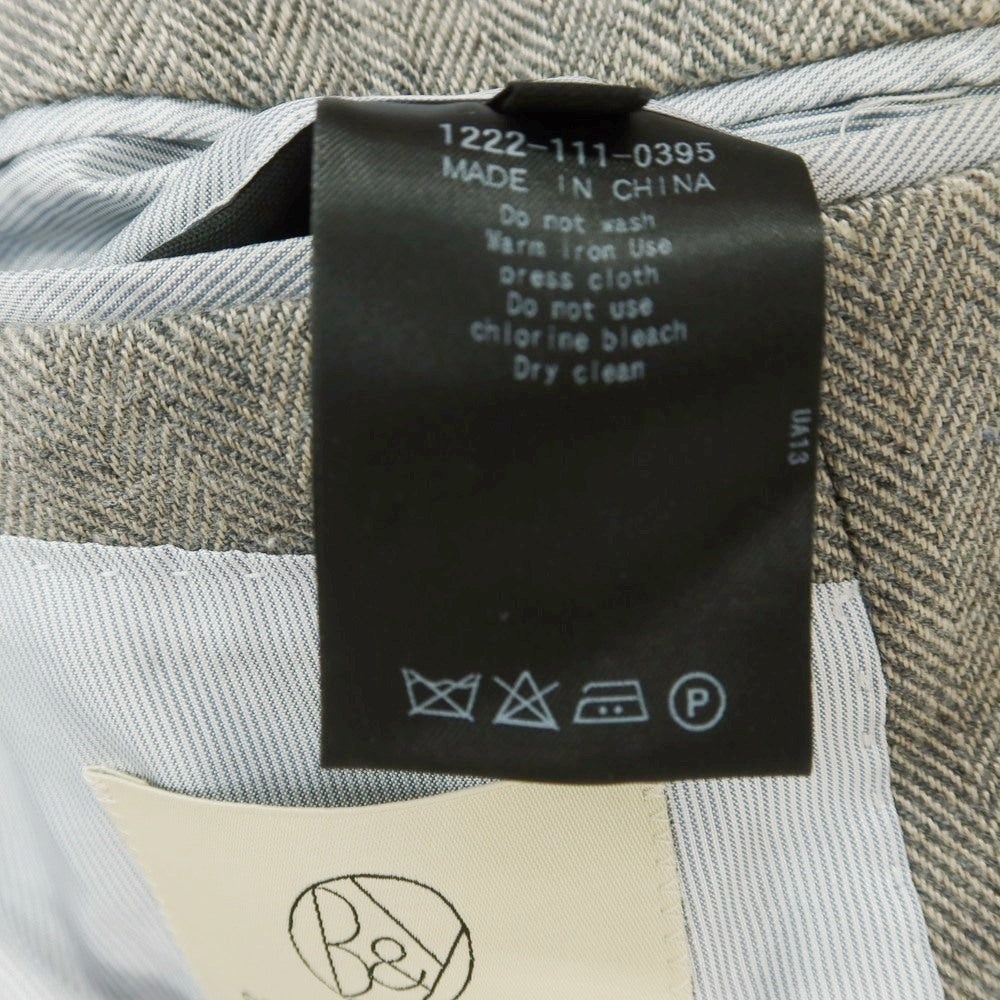 【中古】ビューティアンドユースユナイテッドアローズ BEAUTY&YOUTH UNITED ARROWS リネンウールナイロン ヘリンボーン織り 3B テーラードジャケット グレージュ【 S 】【 状態ランクC 】【 メンズ 】
