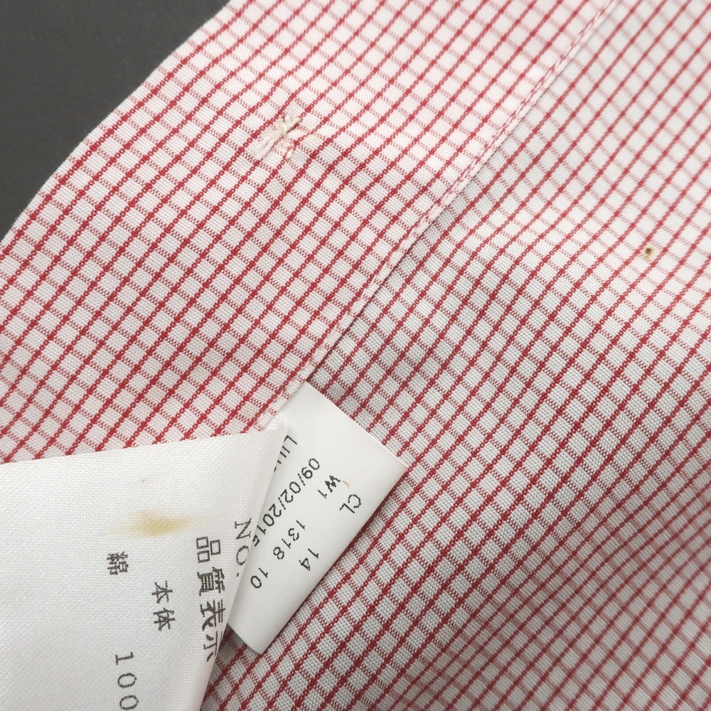 【中古】バルバ ダンディライフ BARBA DANDY LIFE コットン グラフチェック ワイドカラー カジュアルシャツ レッドxホワイト【 38 】【 状態ランクA 】【 メンズ 】