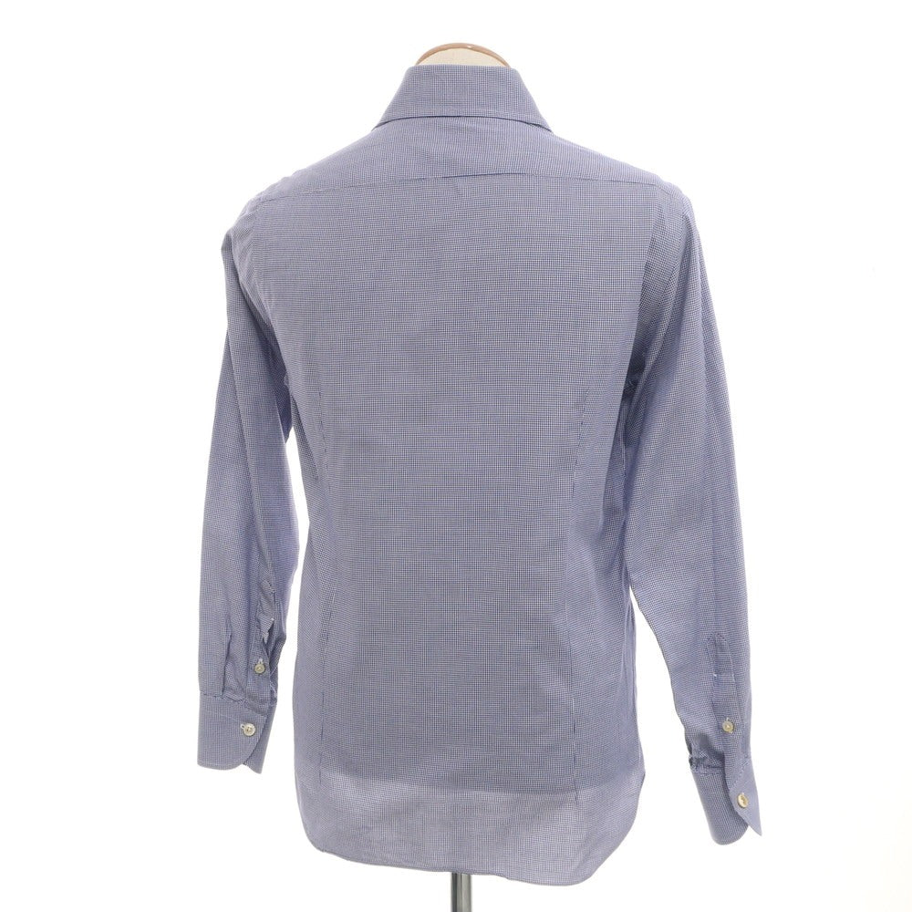 【中古】マリアサンタンジェロ Maria Santangelo コットン系 ハウンドトゥース セミワイドカラー カジュアルシャツ ネイビーxホワイト【 37 】【 状態ランクB 】【 メンズ 】