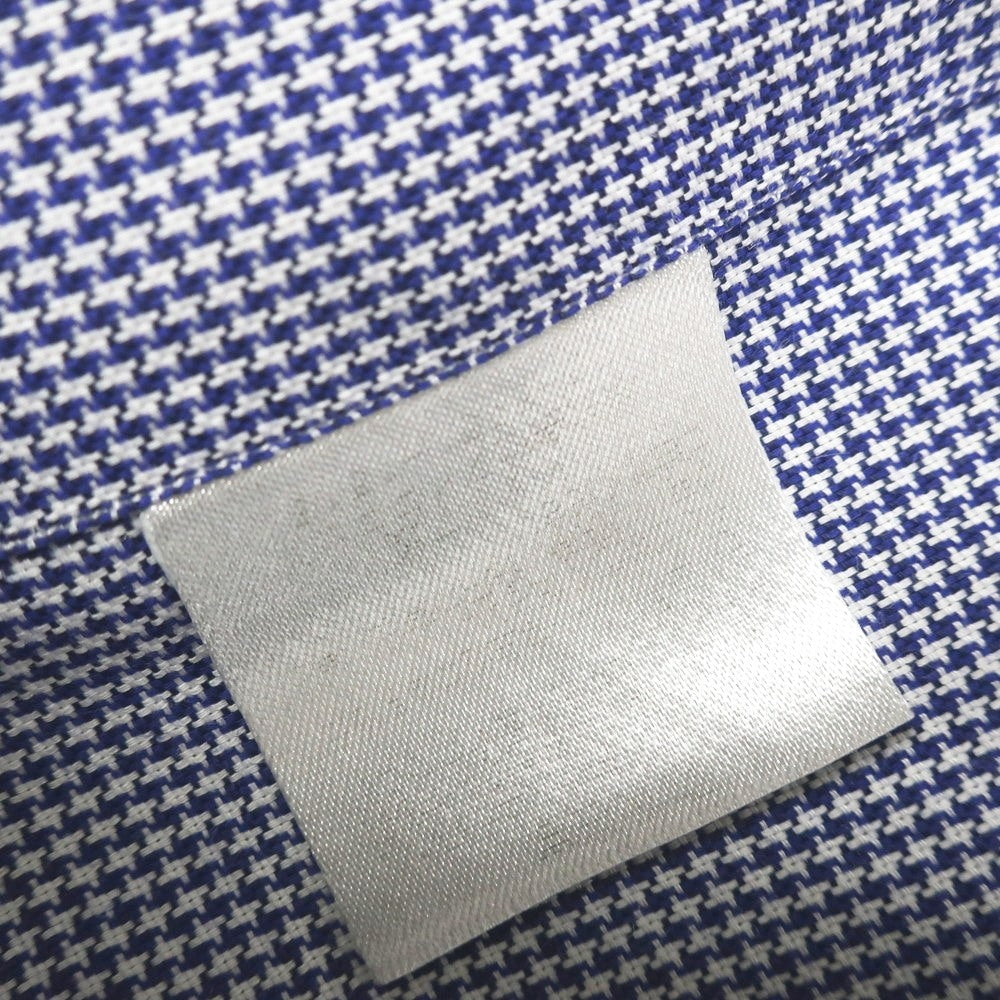 【中古】マリアサンタンジェロ Maria Santangelo コットン系 ハウンドトゥース セミワイドカラー カジュアルシャツ ネイビーxホワイト【 37 】【 状態ランクB 】【 メンズ 】