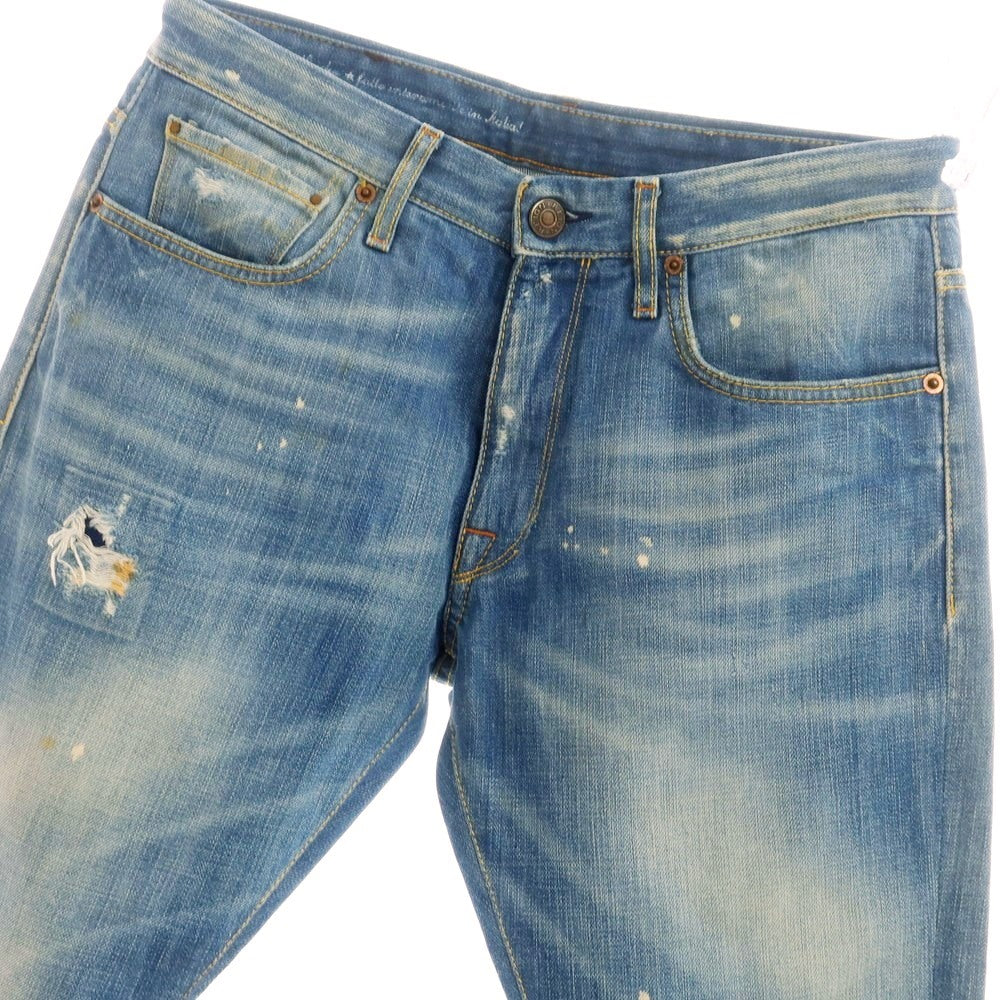 【中古】レイン Reign ダメージ&リペア加工 コットン ジーンズ デニムパンツ ブルー【 30 】【 状態ランクC 】【 メンズ 】
