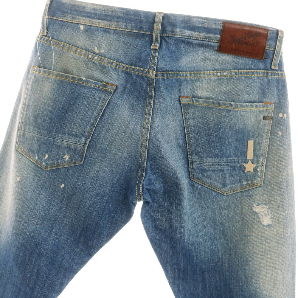 【中古】レイン Reign ダメージ&リペア加工 コットン ジーンズ デニムパンツ ブルー【 30 】【 状態ランクC 】【 メンズ 】