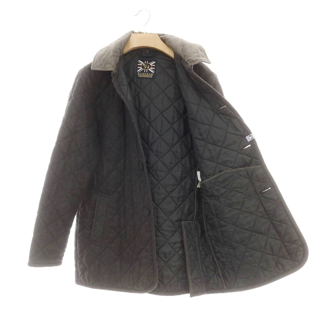 【中古】ラベンハム LAVENHAM ウールポリエステル キルティングブルゾン ダークグレー【 38 】【 状態ランクB 】【 メンズ 】