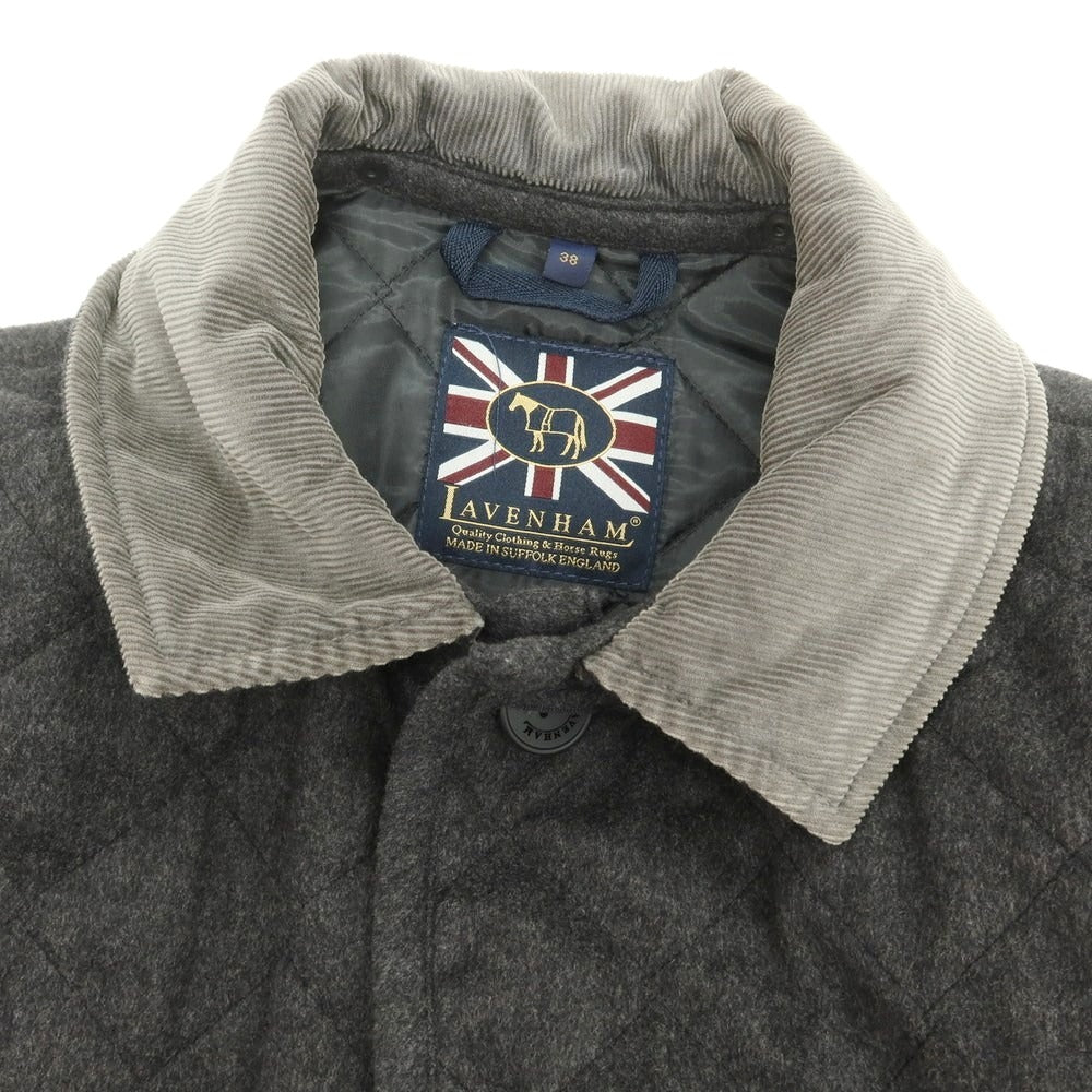 【中古】ラベンハム LAVENHAM ウールポリエステル キルティングブルゾン ダークグレー【 38 】【 状態ランクB 】【 メンズ 】