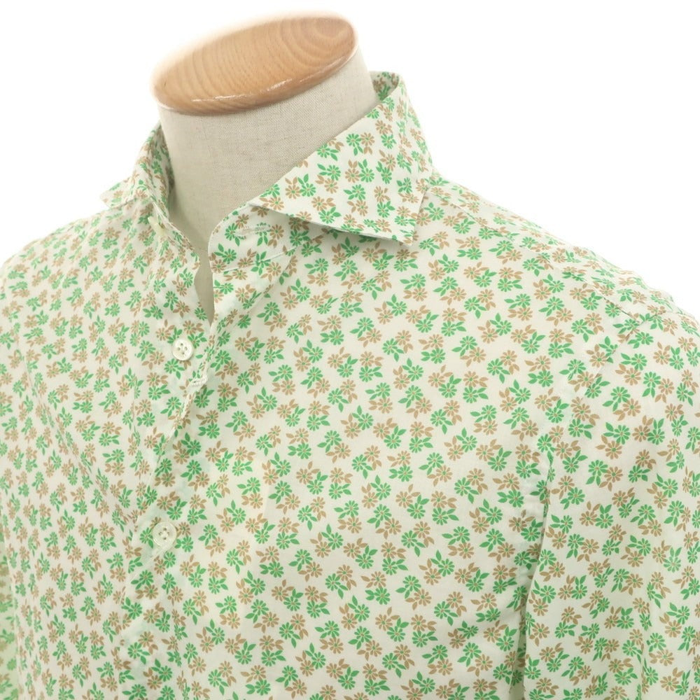 【中古】エンメ テ エンネ Emme te. Enne コットン 花柄 ホリゾンタルカラー カジュアルシャツ グリーン【 XS 】【 状態ランクA 】【 メンズ 】