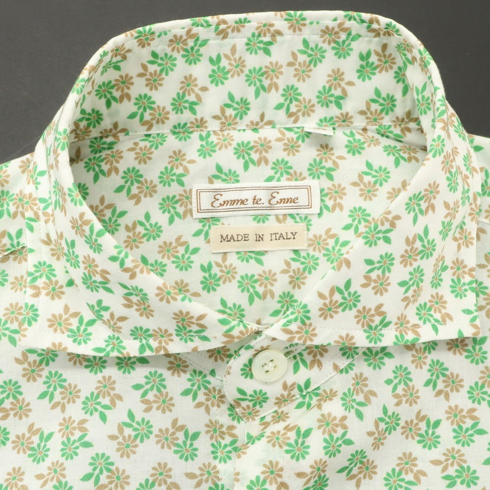 【中古】エンメ テ エンネ Emme te. Enne コットン 花柄 ホリゾンタルカラー カジュアルシャツ グリーン【 XS 】【 状態ランクA 】【 メンズ 】