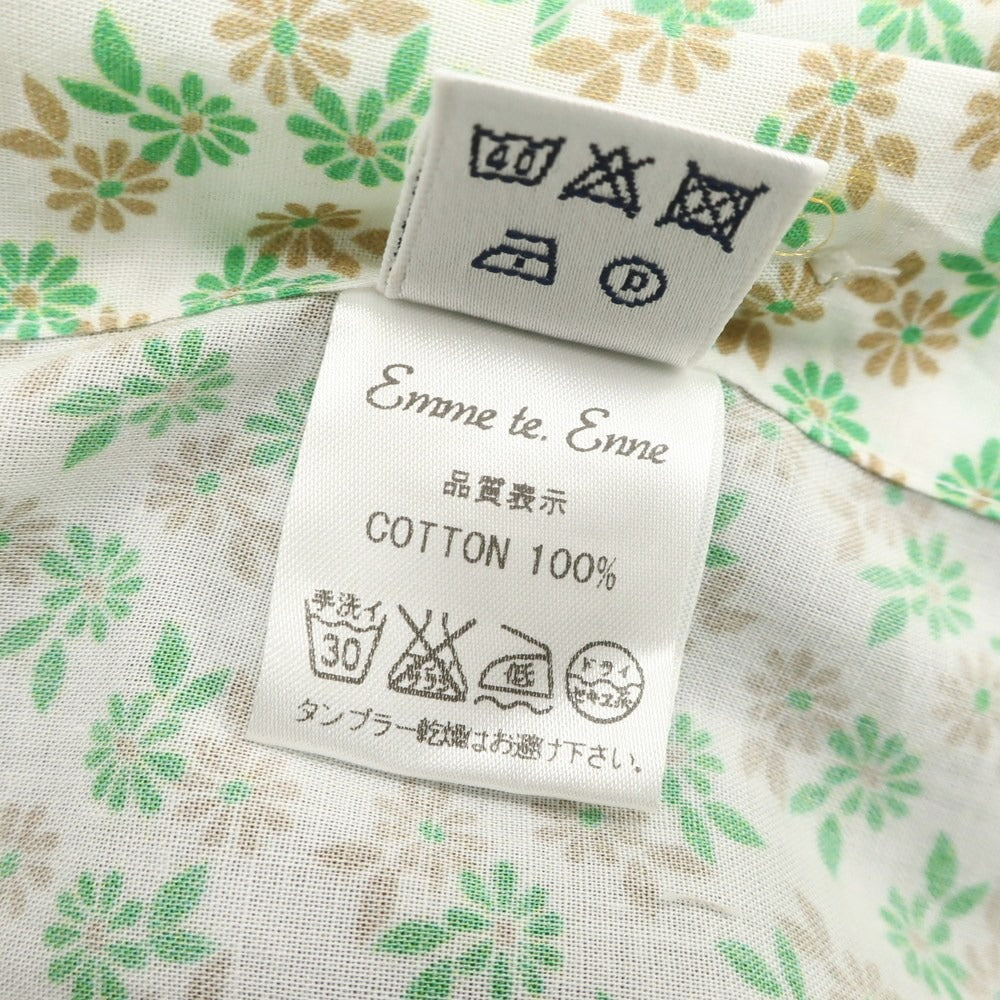 【中古】エンメ テ エンネ Emme te. Enne コットン 花柄 ホリゾンタルカラー カジュアルシャツ グリーン【 XS 】【 状態ランクA 】【 メンズ 】