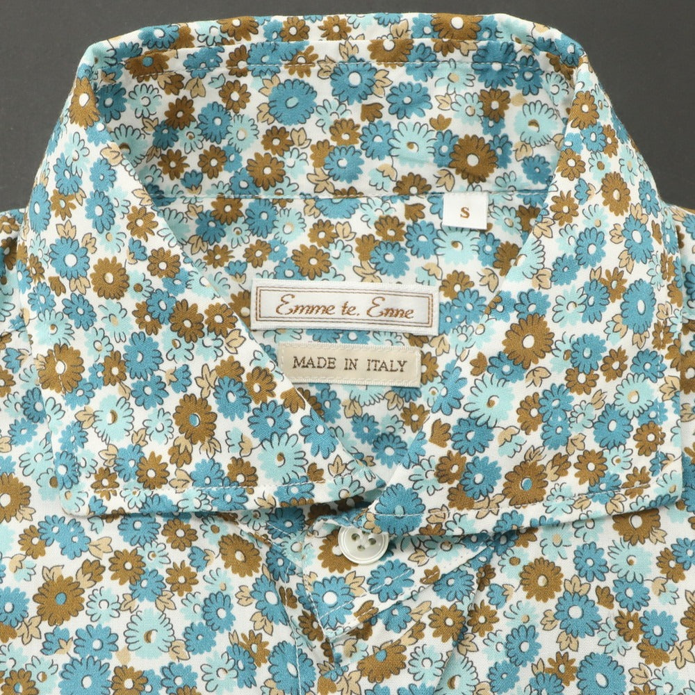 【中古】エンメ テ エンネ Emme te. Enne コットン 花柄 ホリゾンタルカラー カジュアルシャツ ブルー【 S 】【 状態ランクA 】【 メンズ 】