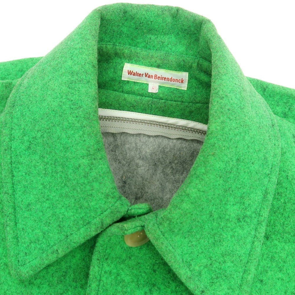 【中古】ウォルターヴァンベイレンドンク Walter Van Beirendonck ウールポリエステル ステンカラーコート ライトグリーン【 L 】【 状態ランクC 】【 メンズ 】