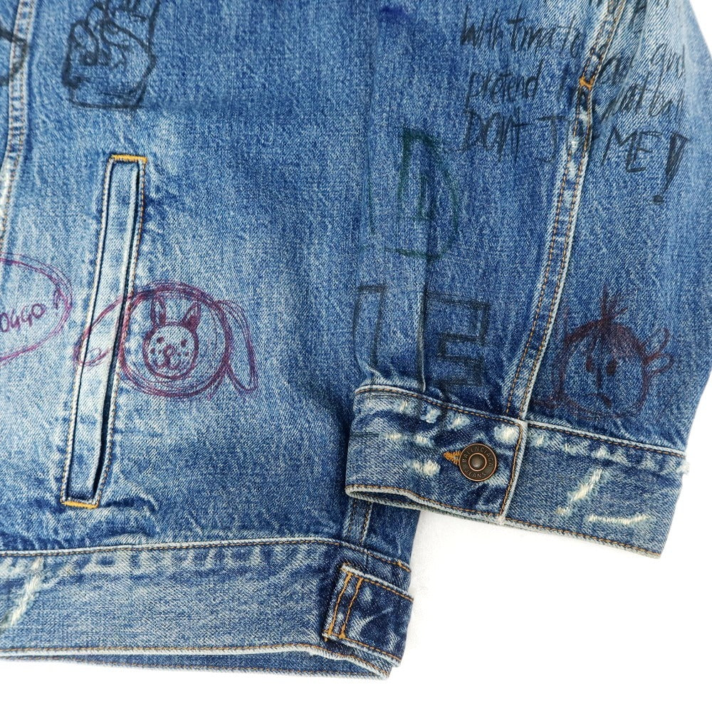 【中古】バレンシアガ BALENCIAGA ビッグシルエット ペイント デニムジャケット ブルー【 5 】【 状態ランクB 】【 メンズ 】