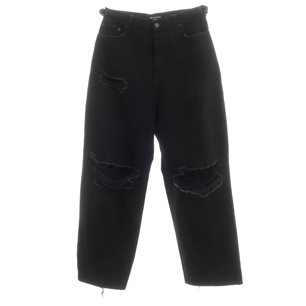 【中古】バレンシアガ BALENCIAGA ダメージ加工 コットン デニムパンツ ブラック【 S 】【 状態ランクB 】【 メンズ 】