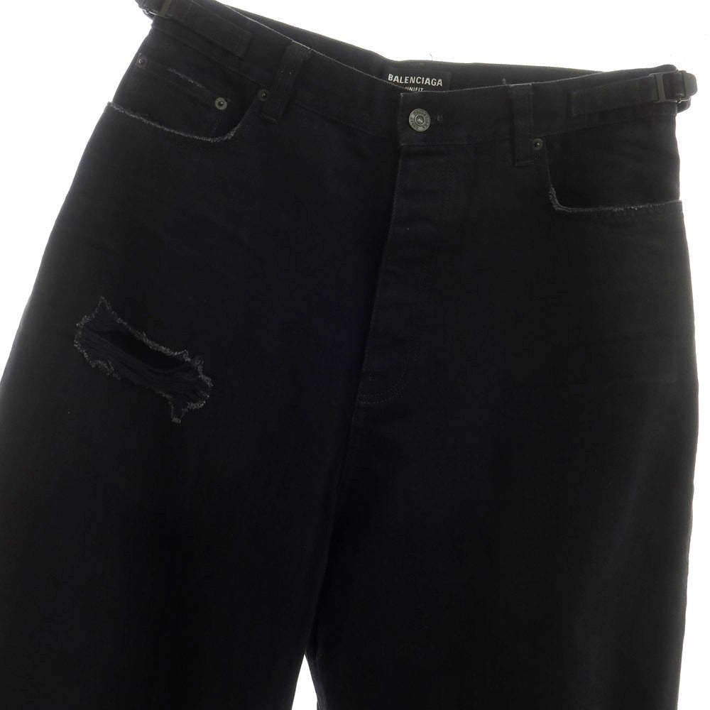 【中古】バレンシアガ BALENCIAGA ダメージ加工 コットン デニムパンツ ブラック【 S 】【 状態ランクB 】【 メンズ 】