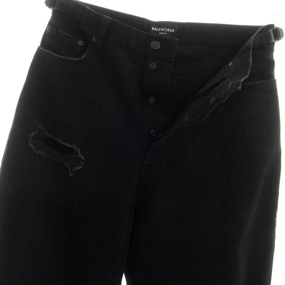 【中古】バレンシアガ BALENCIAGA ダメージ加工 コットン デニムパンツ ブラック【 S 】【 状態ランクB 】【 メンズ 】