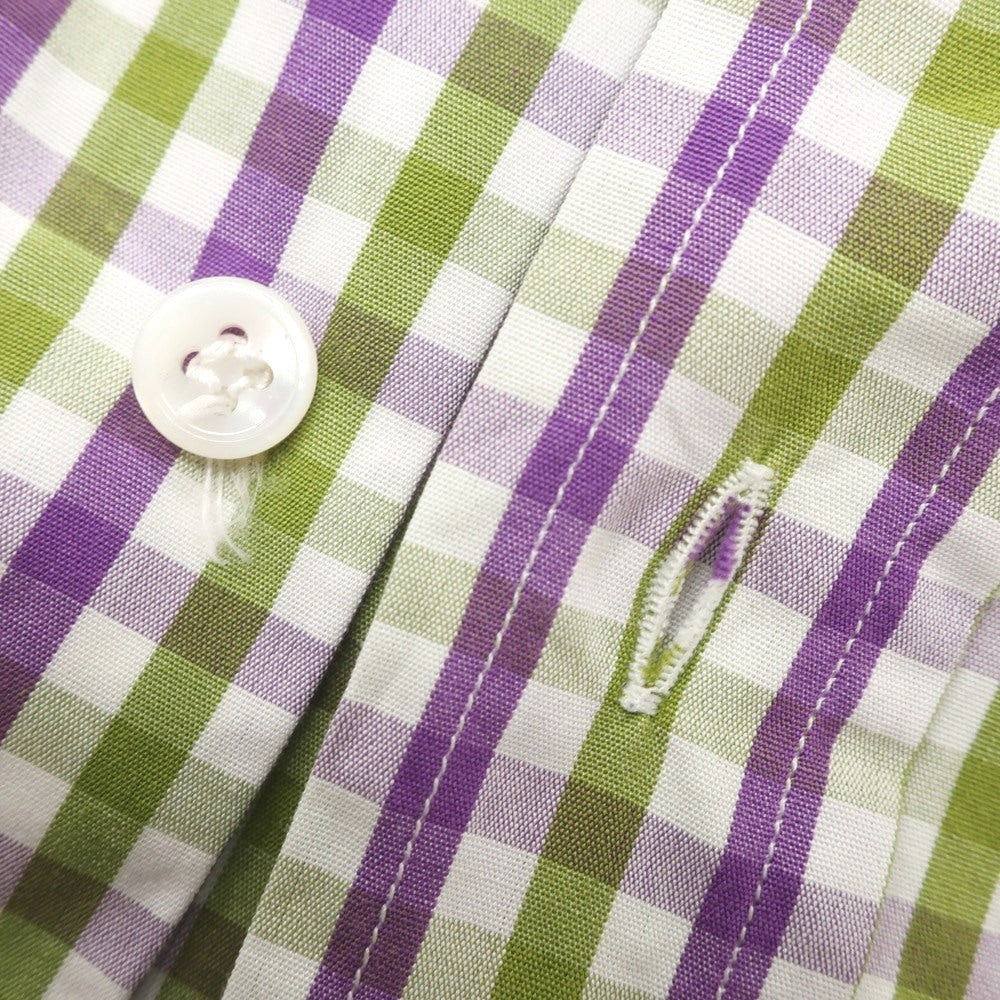 【中古】アンティカカミチェリア Antica Camiceria コットン ギンガムチェック ボタンダウン カジュアルシャツ パープルxグリーン【 37 】【 状態ランクB 】【 メンズ 】