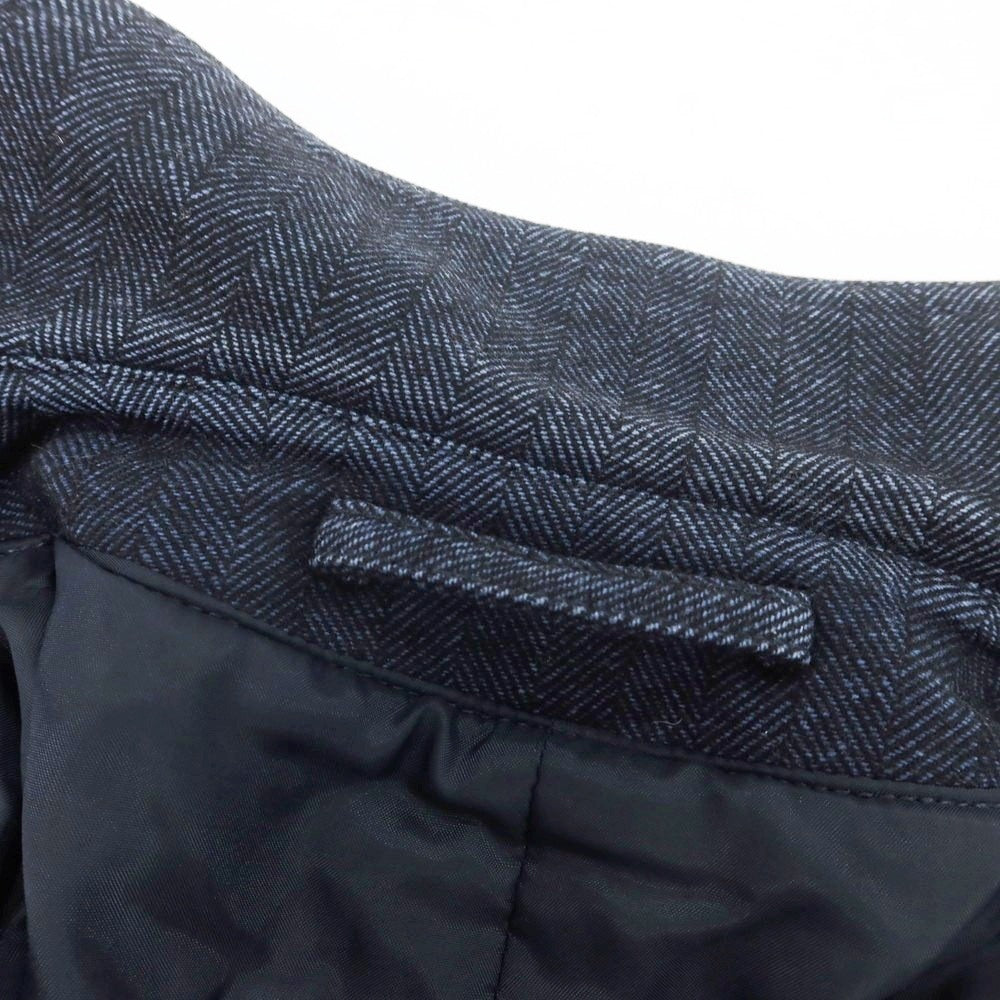 【中古】ヘルノ Herno ウールコットン ヘリンボーン織り ステンカラーコート ネイビー【 46 】【 状態ランクC 】【 メンズ 】