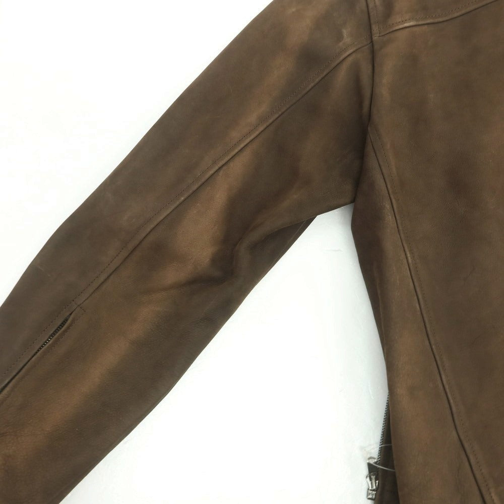 【中古】マーガレットハウエル MARGARET HOWELL ジップアップ レザーブルゾン ブラウン【 L 】【 状態ランクD 】【 メンズ 】