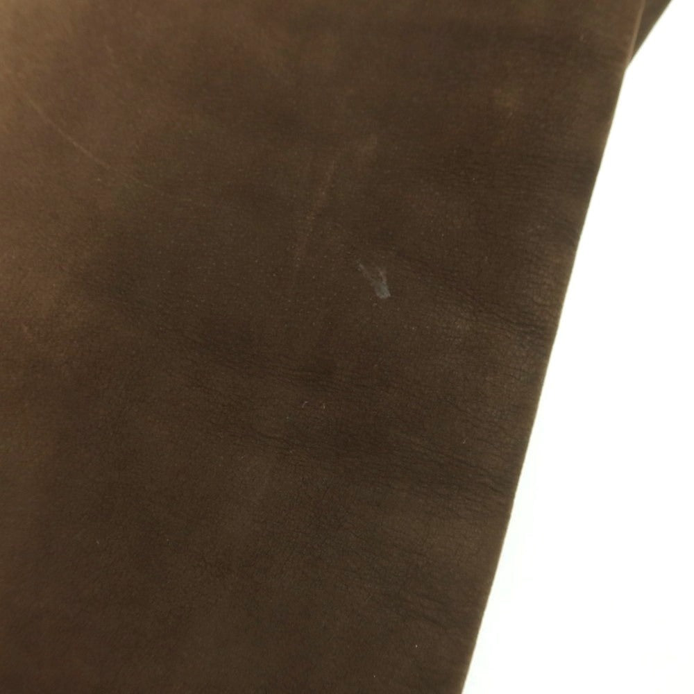 【中古】マーガレットハウエル MARGARET HOWELL ジップアップ レザーブルゾン ブラウン【 L 】【 状態ランクD 】【 メンズ 】