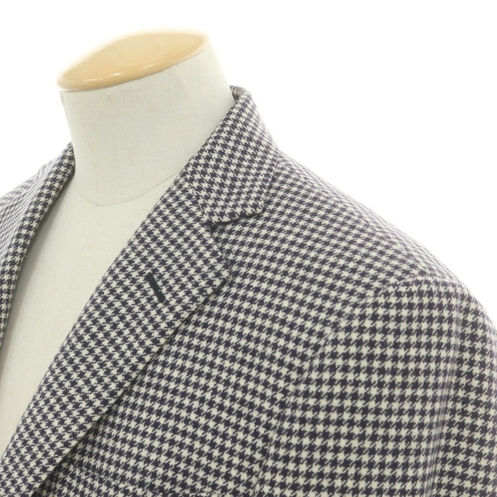 【中古】ヴァルディターロ Valditaro SHIPS別注 ウールカシミヤ ハウンドトゥース 3B テーラードジャケット ネイビーxホワイト【 44 】【 状態ランクD 】【 メンズ 】