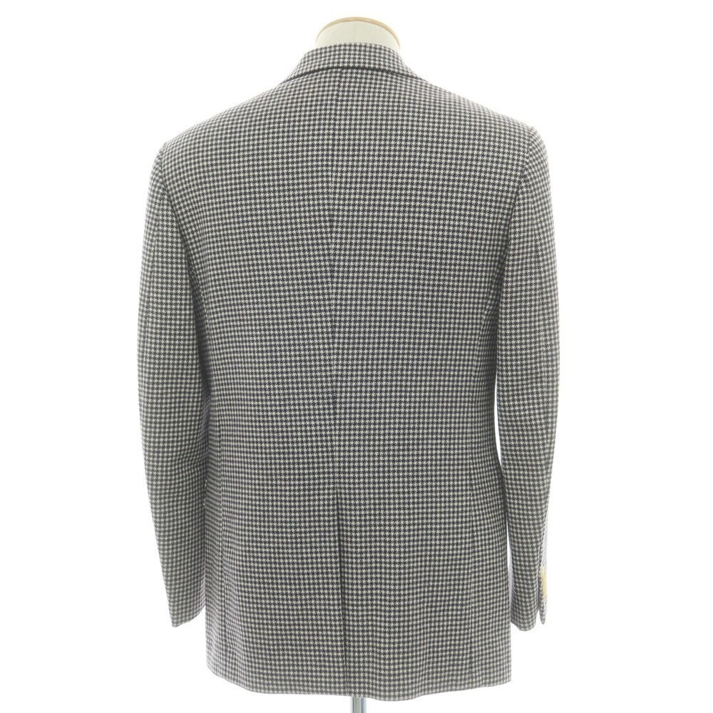 【中古】ヴァルディターロ Valditaro SHIPS別注 ウールカシミヤ ハウンドトゥース 3B テーラードジャケット ネイビーxホワイト【 44 】【 状態ランクD 】【 メンズ 】