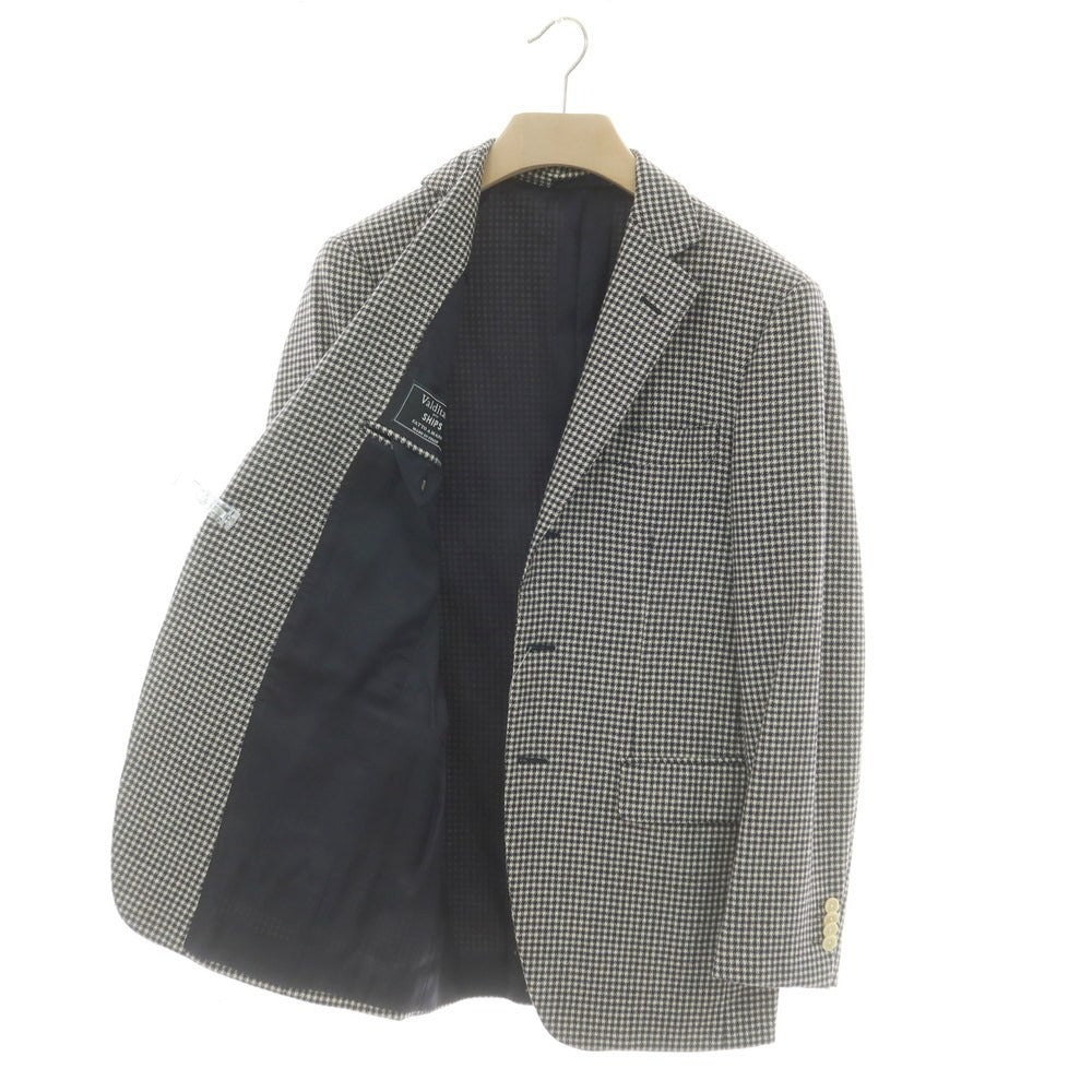 【中古】ヴァルディターロ Valditaro SHIPS別注 ウールカシミヤ ハウンドトゥース 3B テーラードジャケット ネイビーxホワイト【 44 】【 状態ランクD 】【 メンズ 】