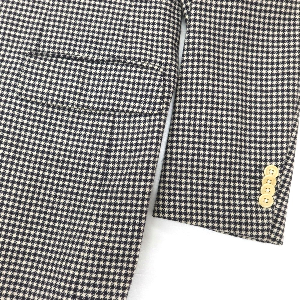 【中古】ヴァルディターロ Valditaro SHIPS別注 ウールカシミヤ ハウンドトゥース 3B テーラードジャケット ネイビーxホワイト【 44 】【 状態ランクD 】【 メンズ 】