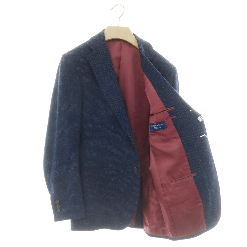 【中古】トゥモローランド TOMORROWLAND ウールシルクカシミヤ 3B テーラードジャケット ネイビー【 表記なし(M位) 】【 状態ランクD 】【 メンズ 】