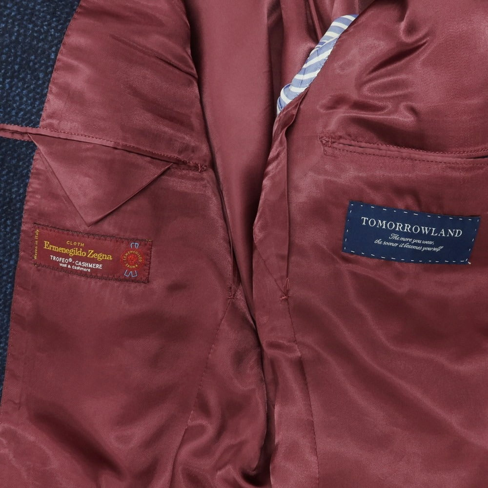 【中古】トゥモローランド TOMORROWLAND ウールシルクカシミヤ 3B テーラードジャケット ネイビー【 表記なし(M位) 】【 状態ランクD 】【 メンズ 】
