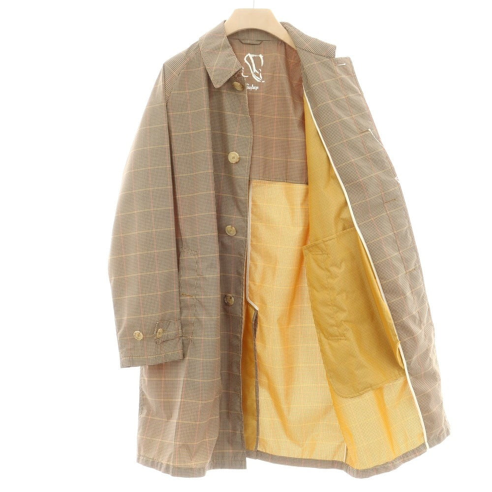 【中古】シーラップ Sealup ナイロン チェックプリント ステンカラーコート ブラウン系【 50 】【 状態ランクA 】【 メンズ 】