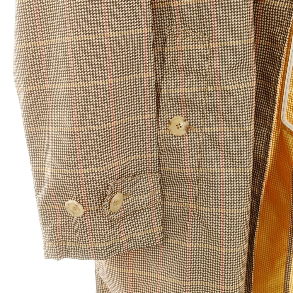 【中古】シーラップ Sealup ナイロン チェックプリント ステンカラーコート ブラウン系【 50 】【 状態ランクA 】【 メンズ 】