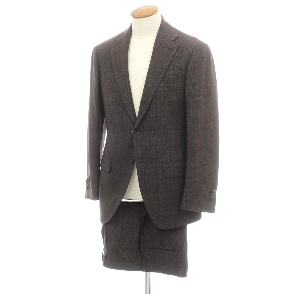 【中古】ブリッラ ペル イル グスト Brilla per il gusto ウール グレンチェック 3つボタンスーツ ブラウン系【 46 】【 状態ランクB 】【 メンズ 】