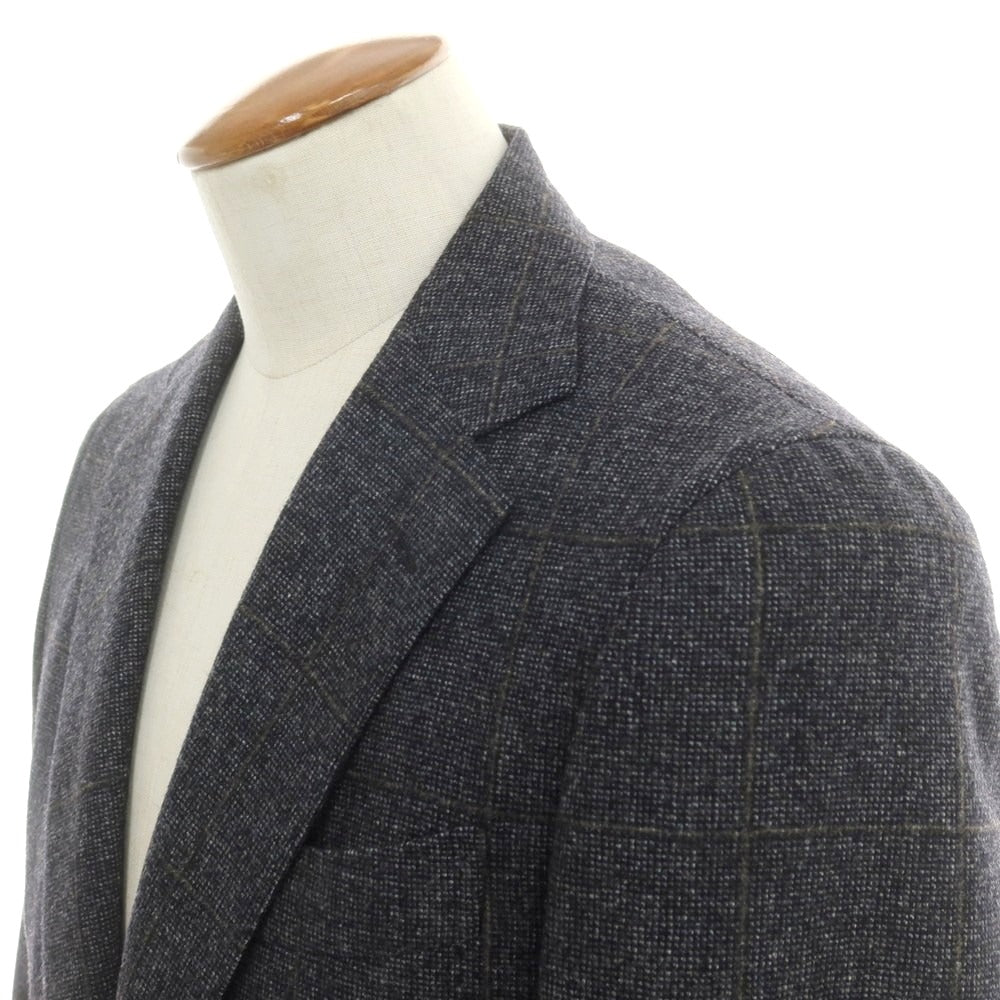 【中古】ビームスエフ BEAMS F ウール チェック 3つボタンスーツ ダークグレーxカーキ【 46 】【 状態ランクB 】【 メンズ 】