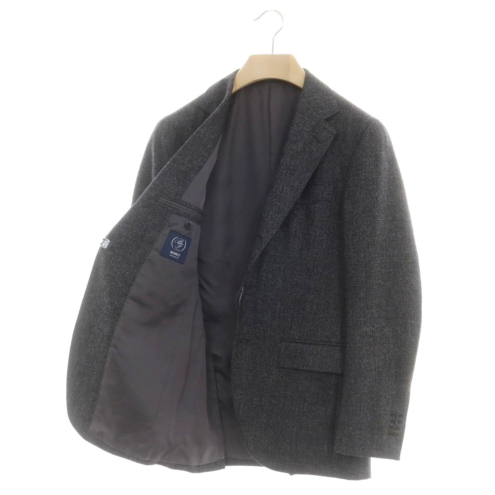 【中古】ビームスエフ BEAMS F ウール チェック 3つボタンスーツ ダークグレーxカーキ【 46 】【 状態ランクB 】【 メンズ 】