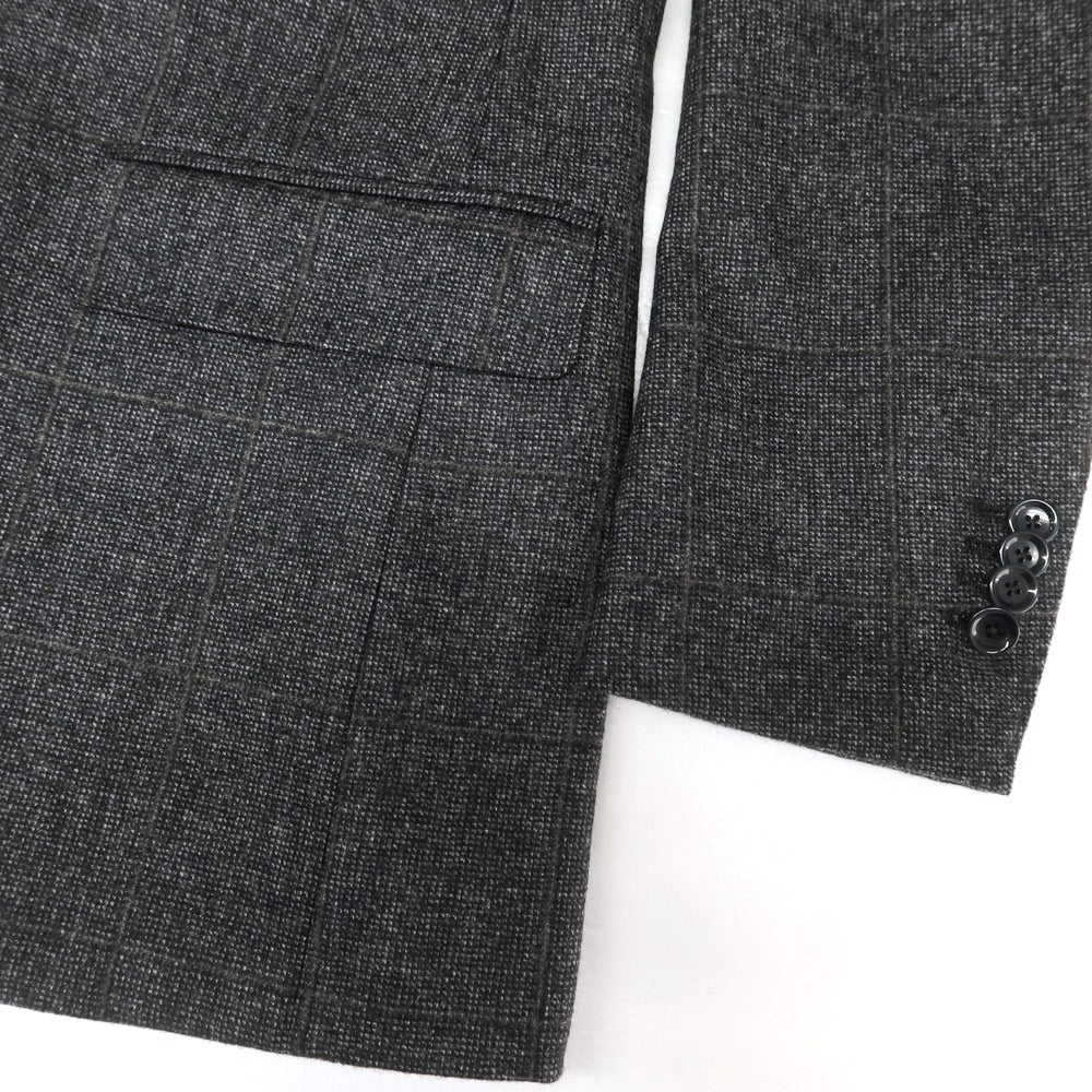 【中古】ビームスエフ BEAMS F ウール チェック 3つボタンスーツ ダークグレーxカーキ【 46 】【 状態ランクB 】【 メンズ 】