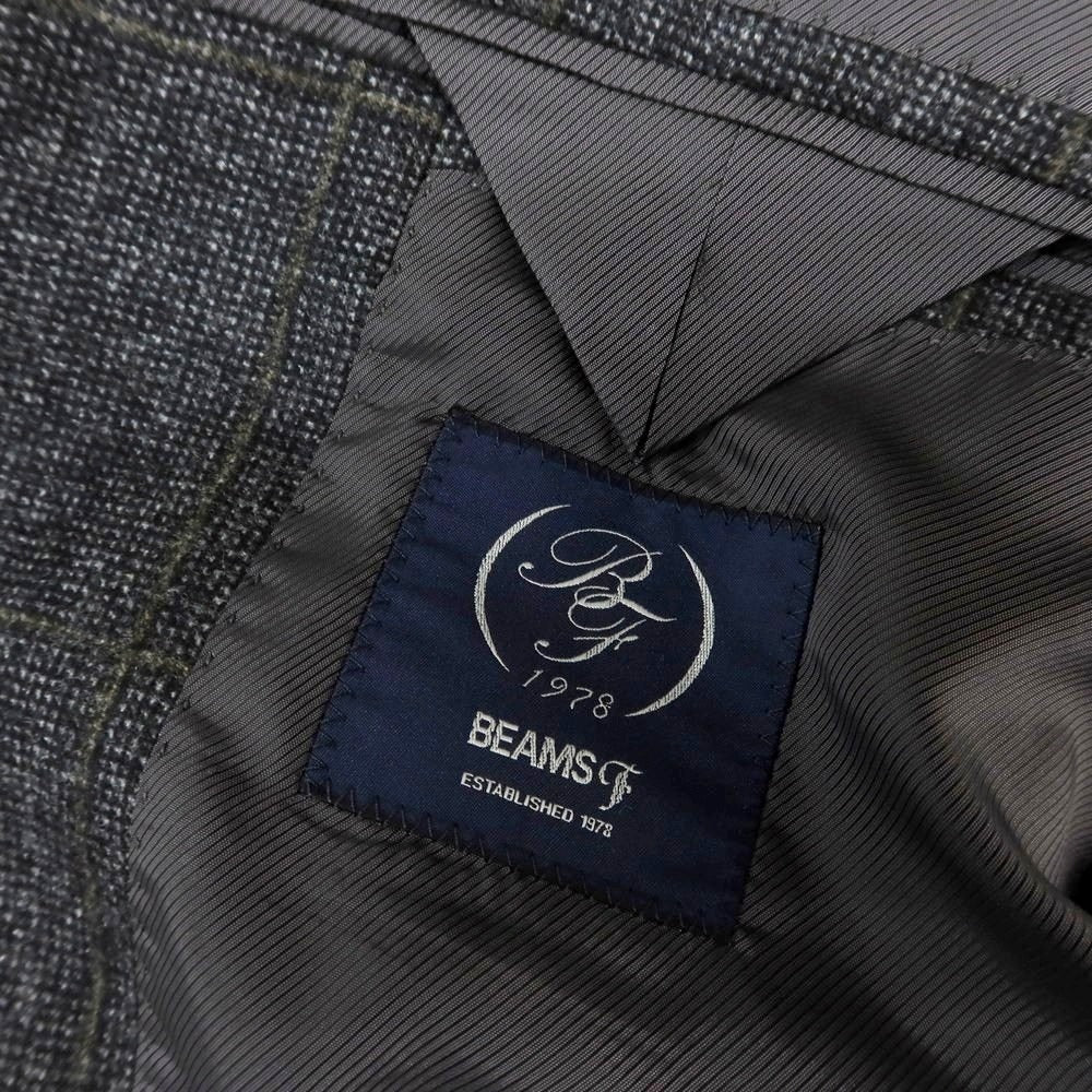 【中古】ビームスエフ BEAMS F ウール チェック 3つボタンスーツ ダークグレーxカーキ【 46 】【 状態ランクB 】【 メンズ 】