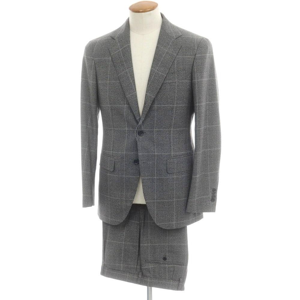 【中古】ビームスエフ BEAMS F ウール チェック 3つボタンスーツ ダークグレー【 46 】【 状態ランクB 】【 メンズ 】