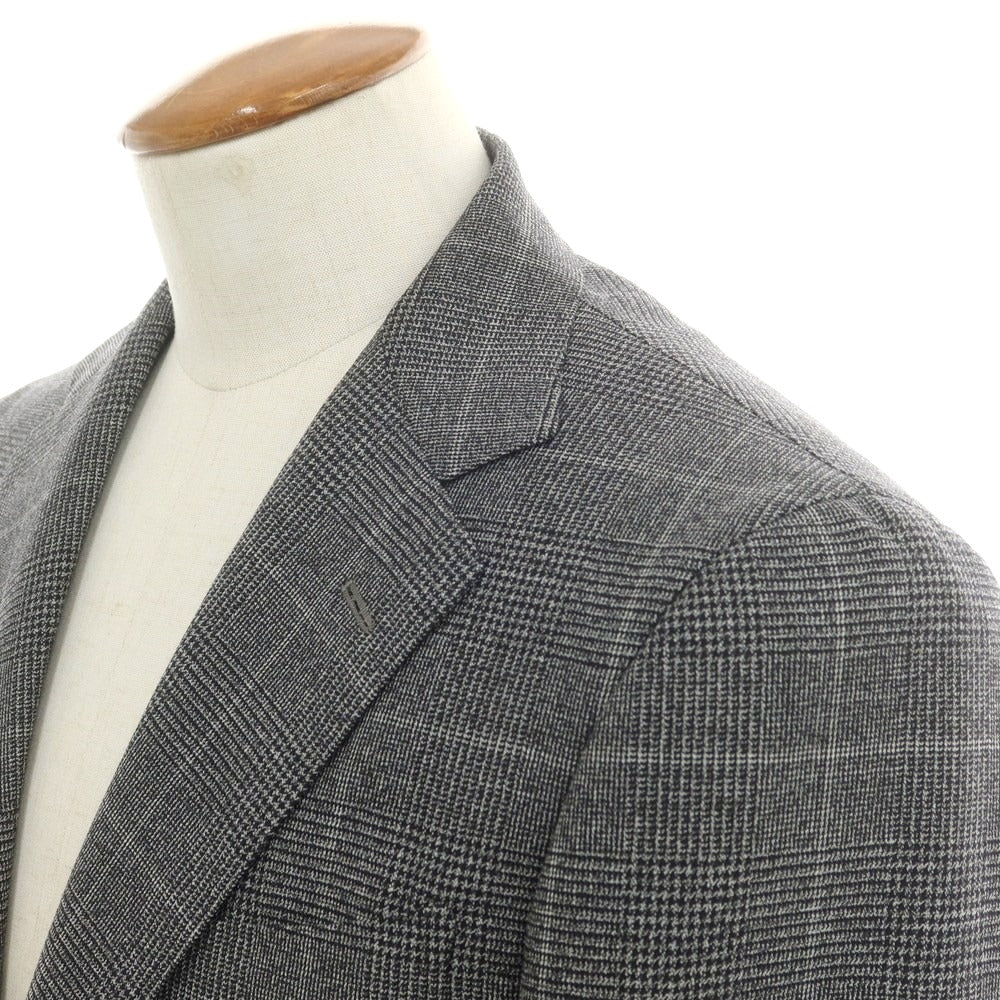 【中古】ビームスエフ BEAMS F ウール チェック 3つボタンスーツ ダークグレー【 46 】【 状態ランクB 】【 メンズ 】