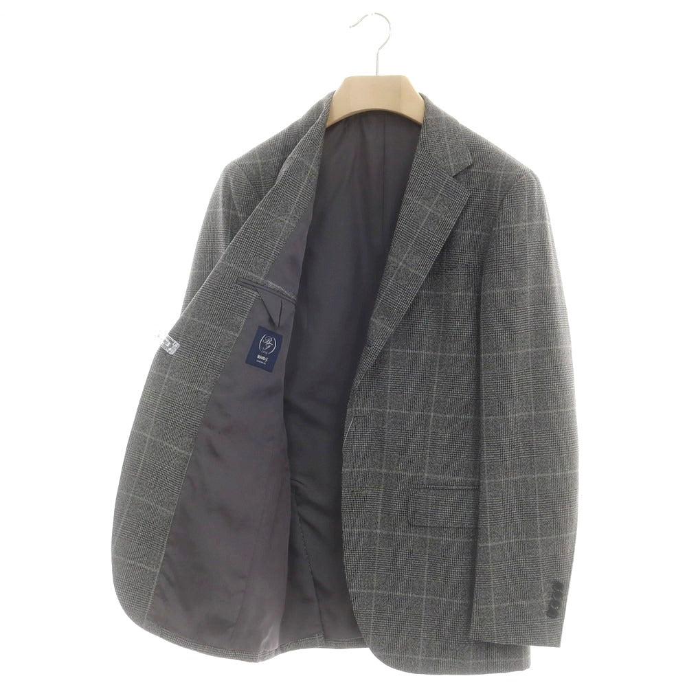 【中古】ビームスエフ BEAMS F ウール チェック 3つボタンスーツ ダークグレー【 46 】【 状態ランクB 】【 メンズ 】