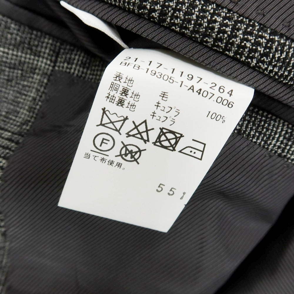 【中古】ビームスエフ BEAMS F ウール チェック 3つボタンスーツ ダークグレー【 46 】【 状態ランクB 】【 メンズ 】