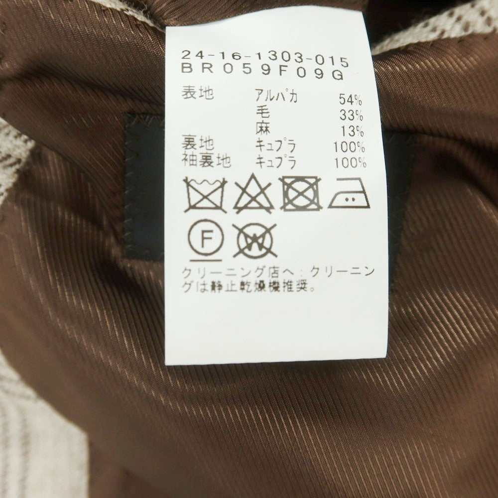 【中古】ブリッラ ペル イル グスト Brilla per il gusto アルパカウールリネン チェック 3B テーラードジャケット ベージュxダークブラウン【 46 】【 状態ランクB 】【 メンズ 】