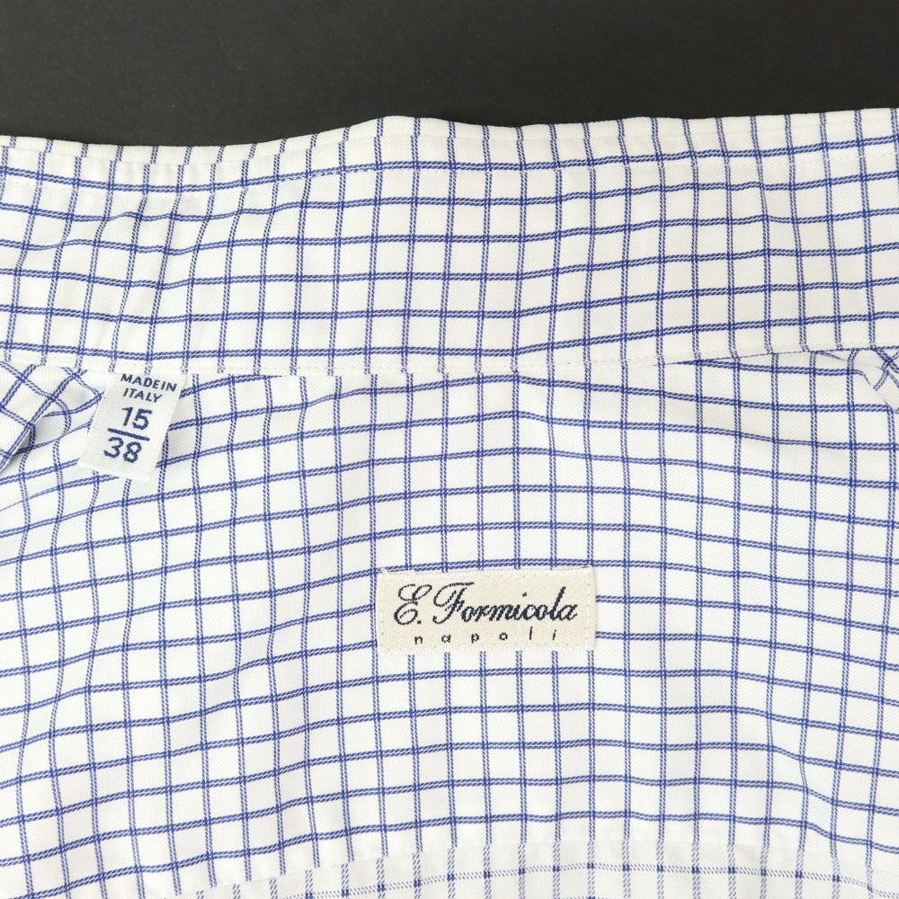 【中古】エリコフォルミコラ ERRICO FORMICOLA チェック タブカラー ドレスシャツ ホワイトxブルー【 38 】【 状態ランクB 】【 メンズ 】