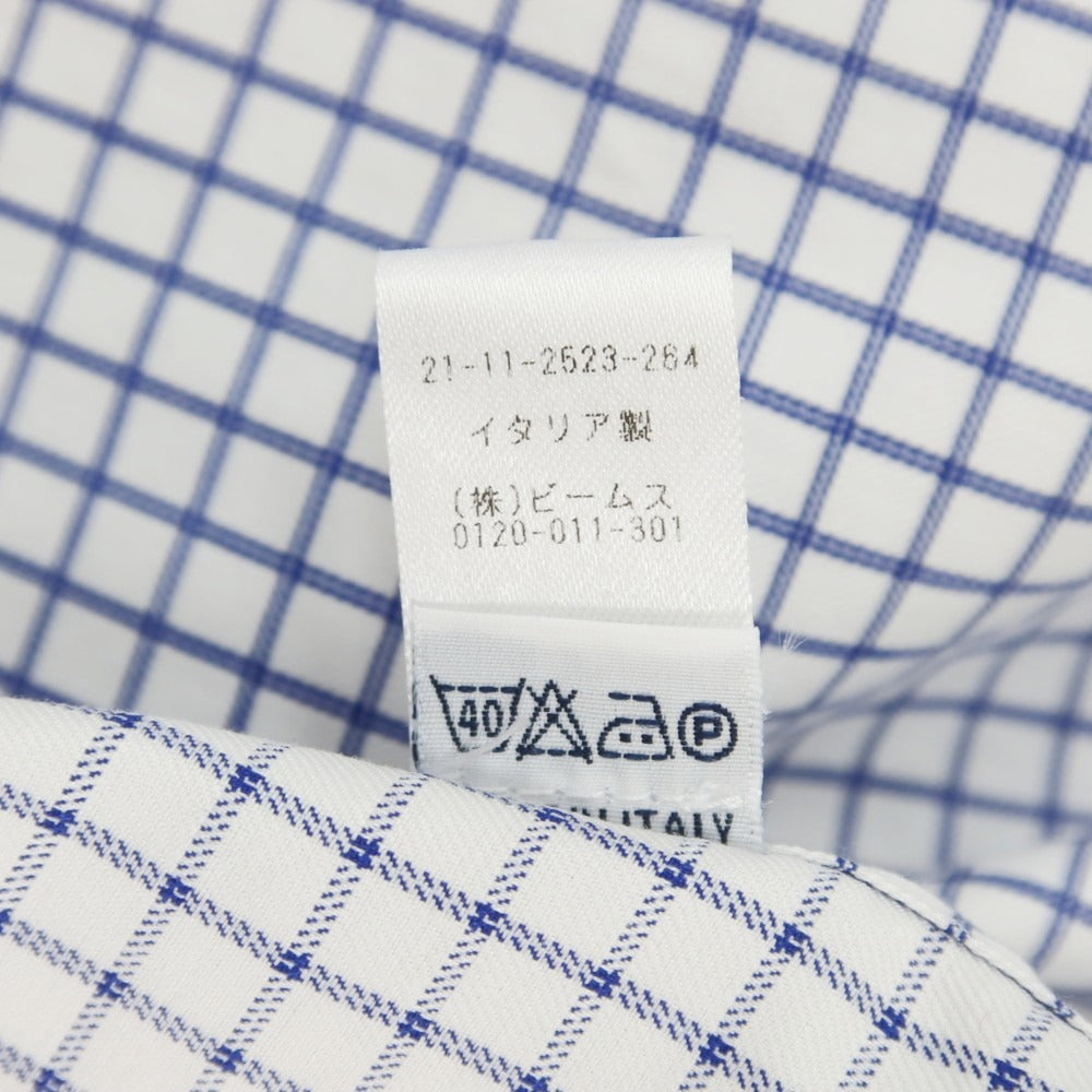 【中古】エリコフォルミコラ ERRICO FORMICOLA チェック タブカラー ドレスシャツ ホワイトxブルー【 38 】【 状態ランクB 】【 メンズ 】