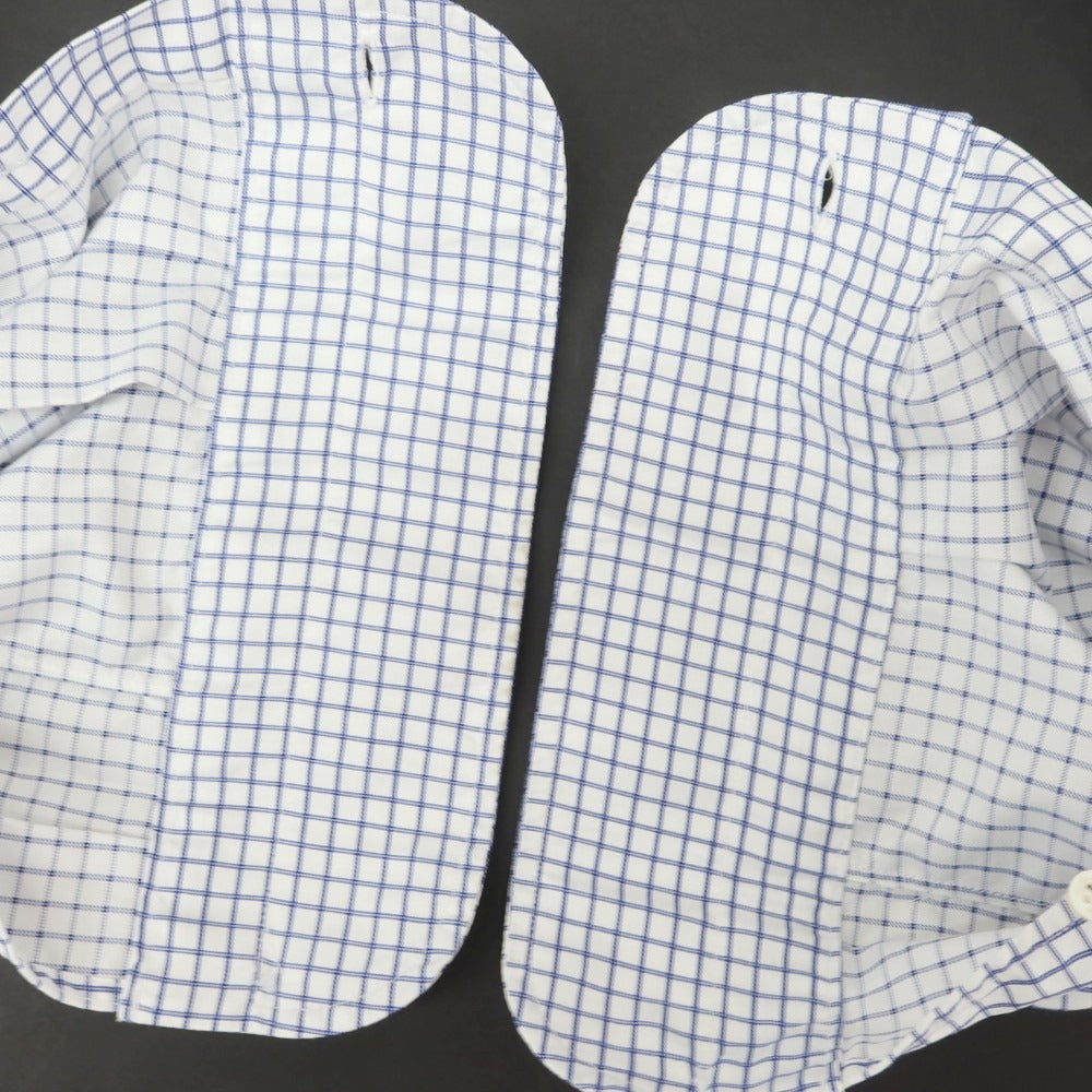 【中古】エリコフォルミコラ ERRICO FORMICOLA チェック タブカラー ドレスシャツ ホワイトxブルー【 38 】【 状態ランクB 】【 メンズ 】