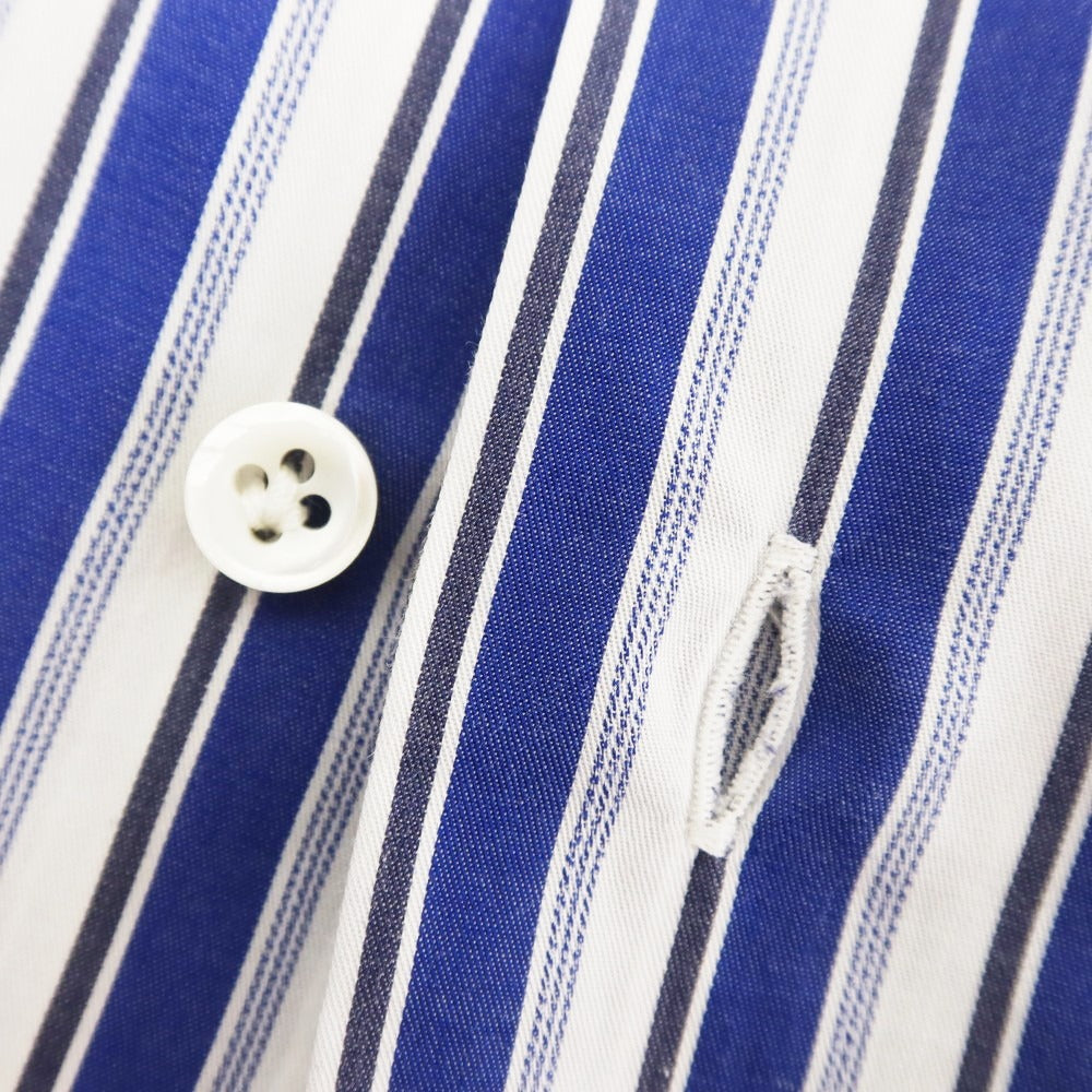 【中古】ビームスエフ BEAMS F ストライプ クレリック タブカラー ドレスシャツ ブルーxホワイト【 38 】【 状態ランクB 】【 メンズ 】