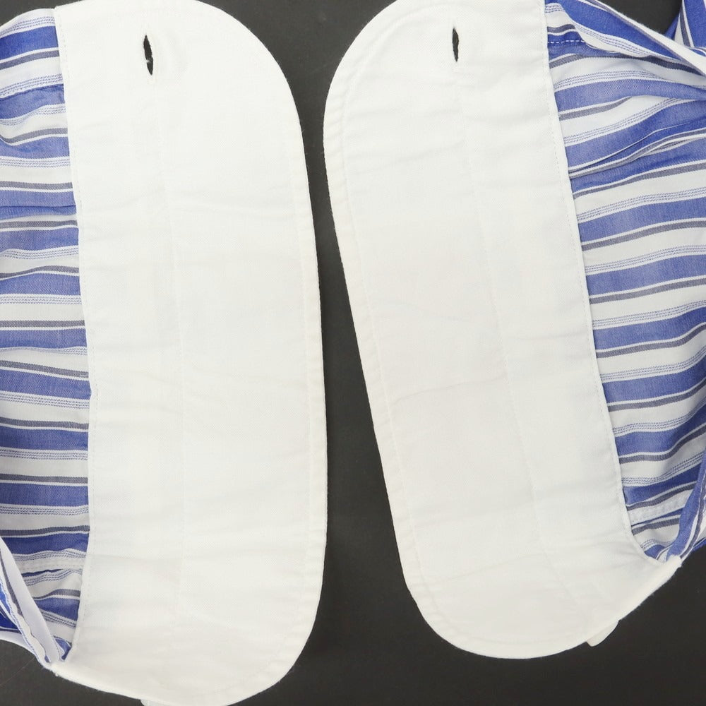 【中古】ビームスエフ BEAMS F ストライプ クレリック タブカラー ドレスシャツ ブルーxホワイト【 38 】【 状態ランクB 】【 メンズ 】