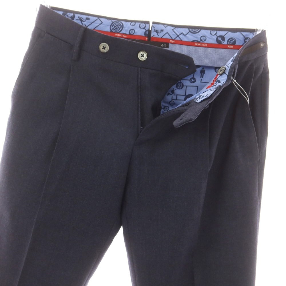 【中古】ピーティーゼロウーノ PT01 ストレッチウールポリエステル ドレススラックスパンツ ネイビー【 44 】【 状態ランクC 】【 メンズ 】