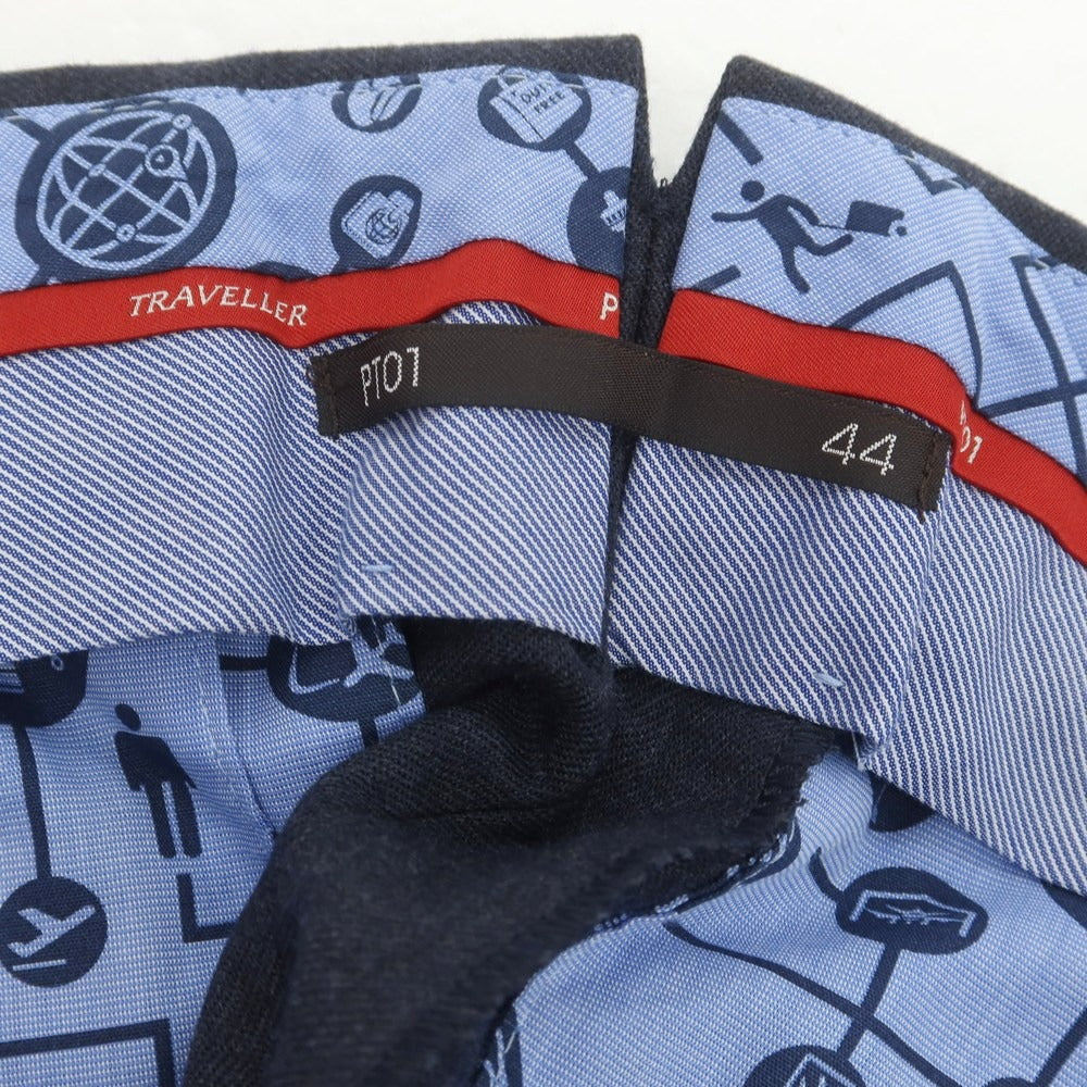 【中古】ピーティーゼロウーノ PT01 ストレッチウールポリエステル ドレススラックスパンツ ネイビー【 44 】【 状態ランクC 】【 メンズ 】