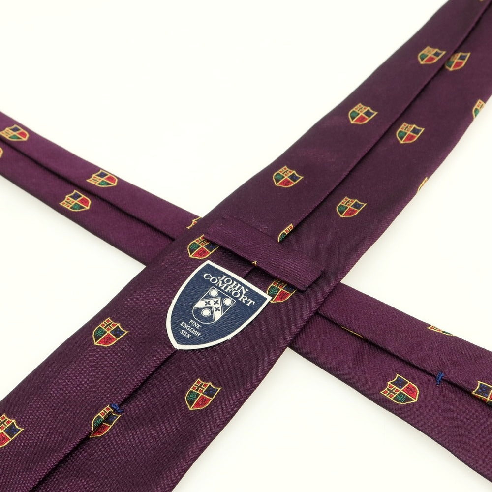 【中古】ジョン コンフォート JOHN COMFORT シルク クレスト 小紋柄ネクタイ パープルxレッド【 状態ランクB 】【 メンズ 】